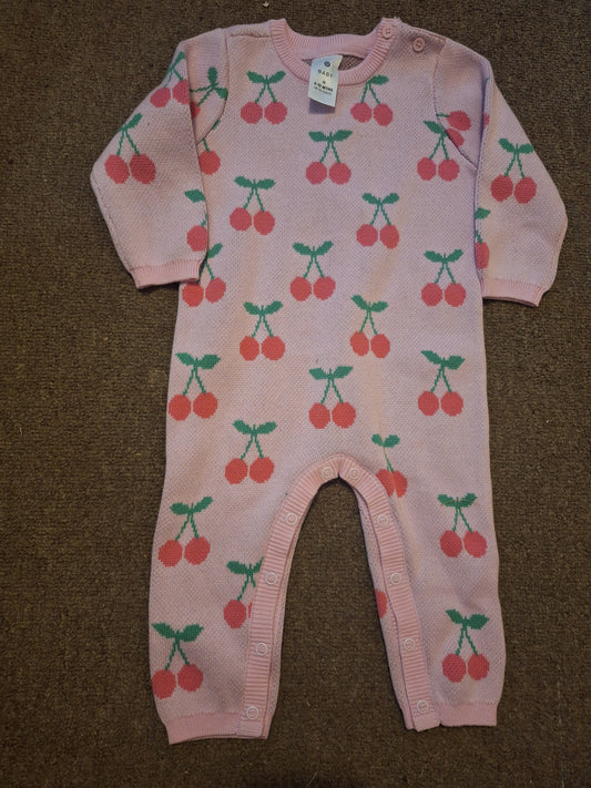 (0) Anko baby pink cherry onesie