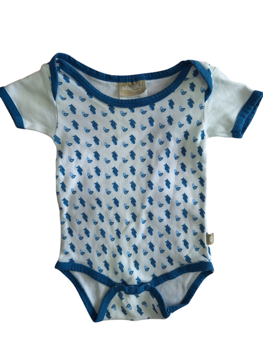 Blue/White Short sleeve body suit.