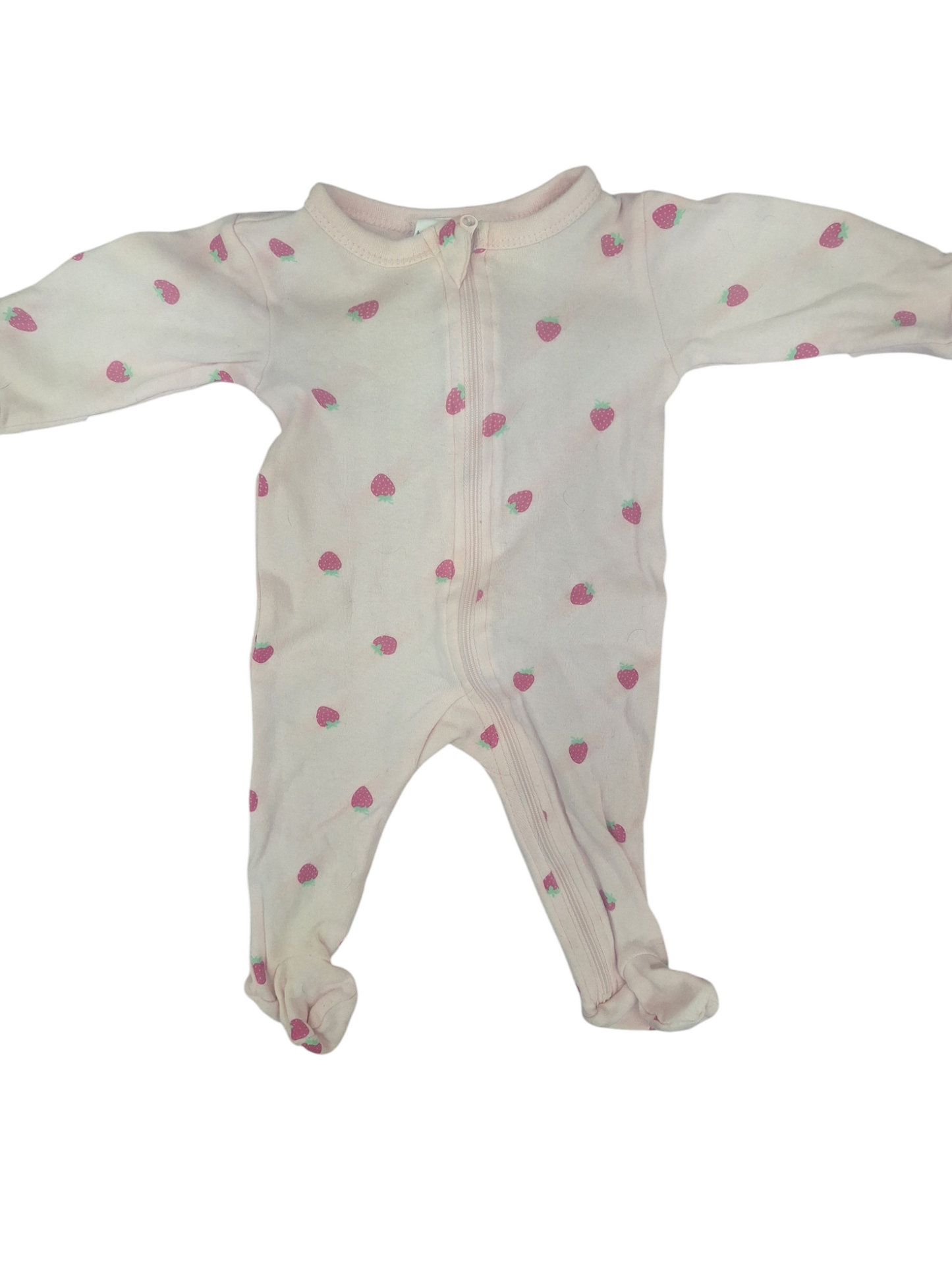 Pink strawberry print Zip-Up Onesie