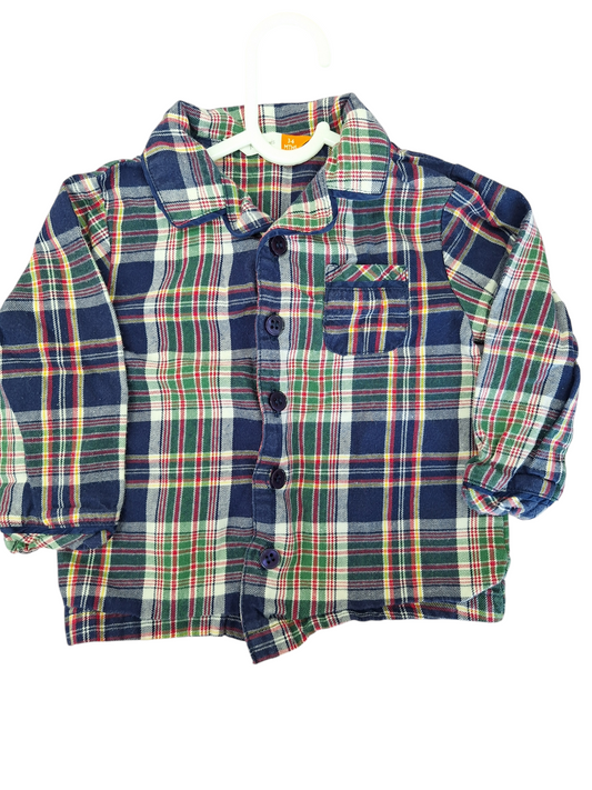 Baby boy button up checker long sleeve shirt