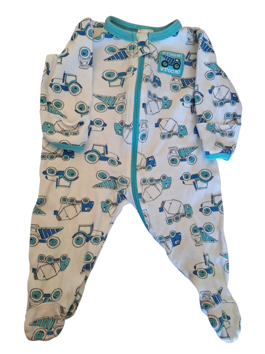 (0-3 Months) Onesie with tractor print